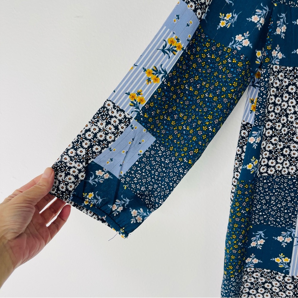 Loft Blue White Floral Patchwork Cottagecore Popo… - image 5